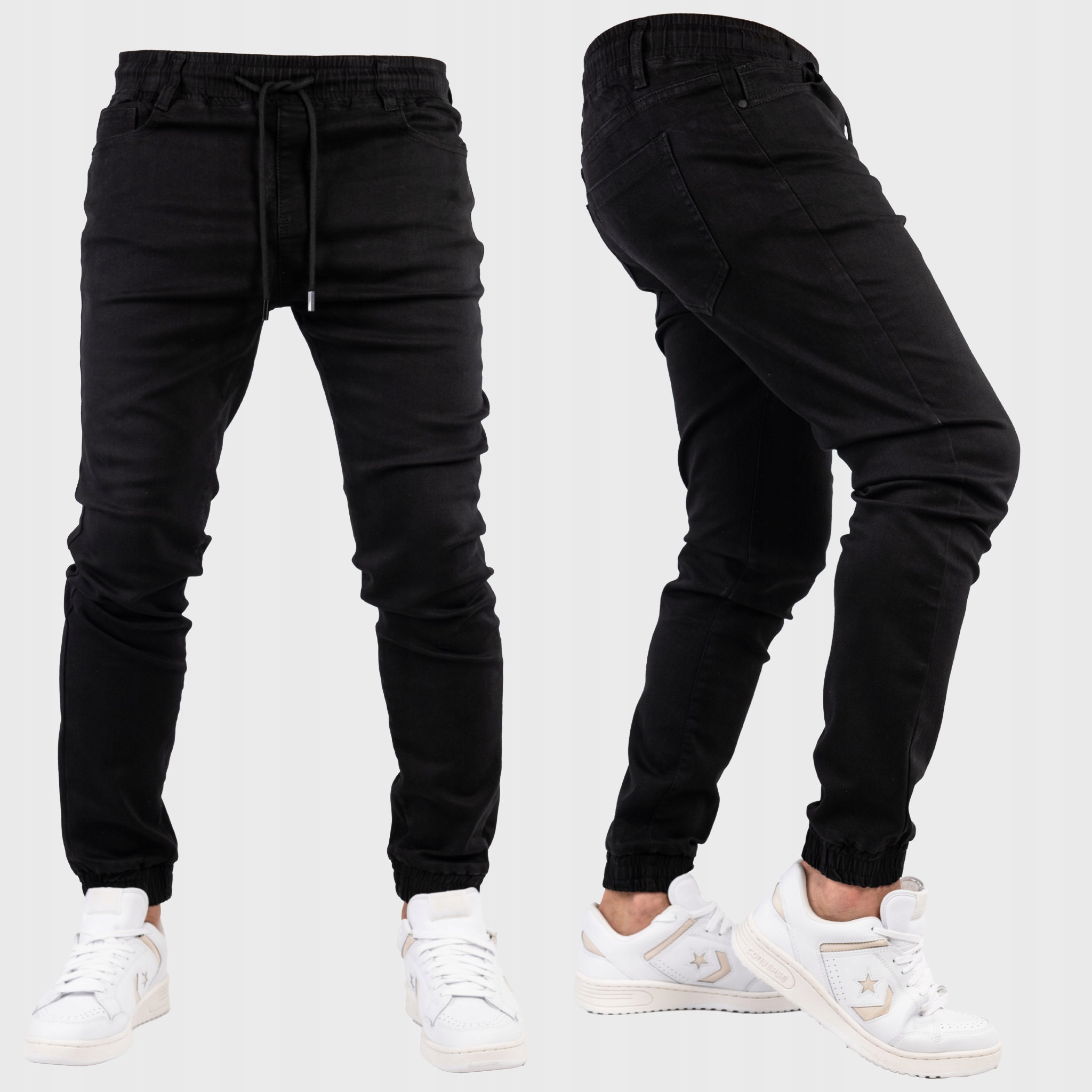 Pánské kalhoty Joggery Černé Džíny Slim Fit Streetwear vel. 38