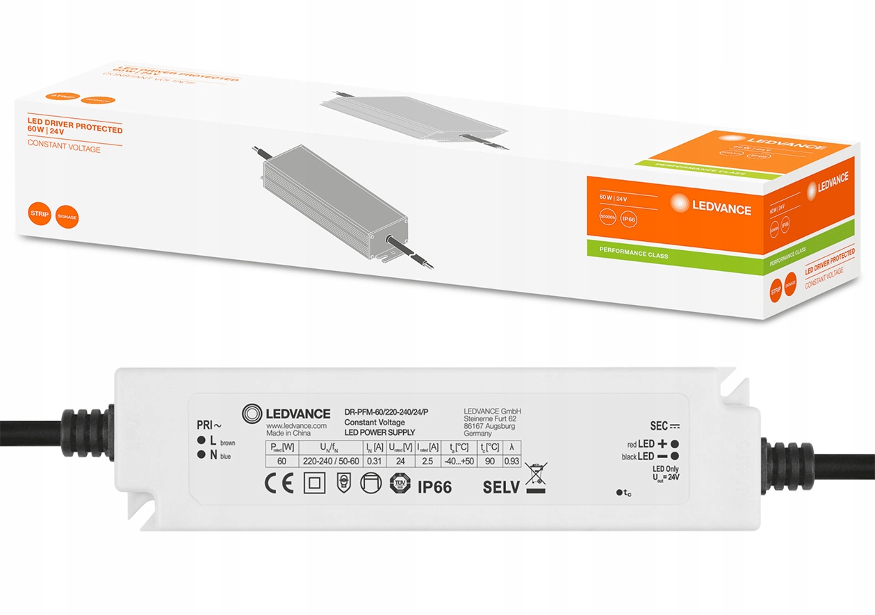 Hermetický napájecí zdroj pro Led pásky 60W 24V Ledvance