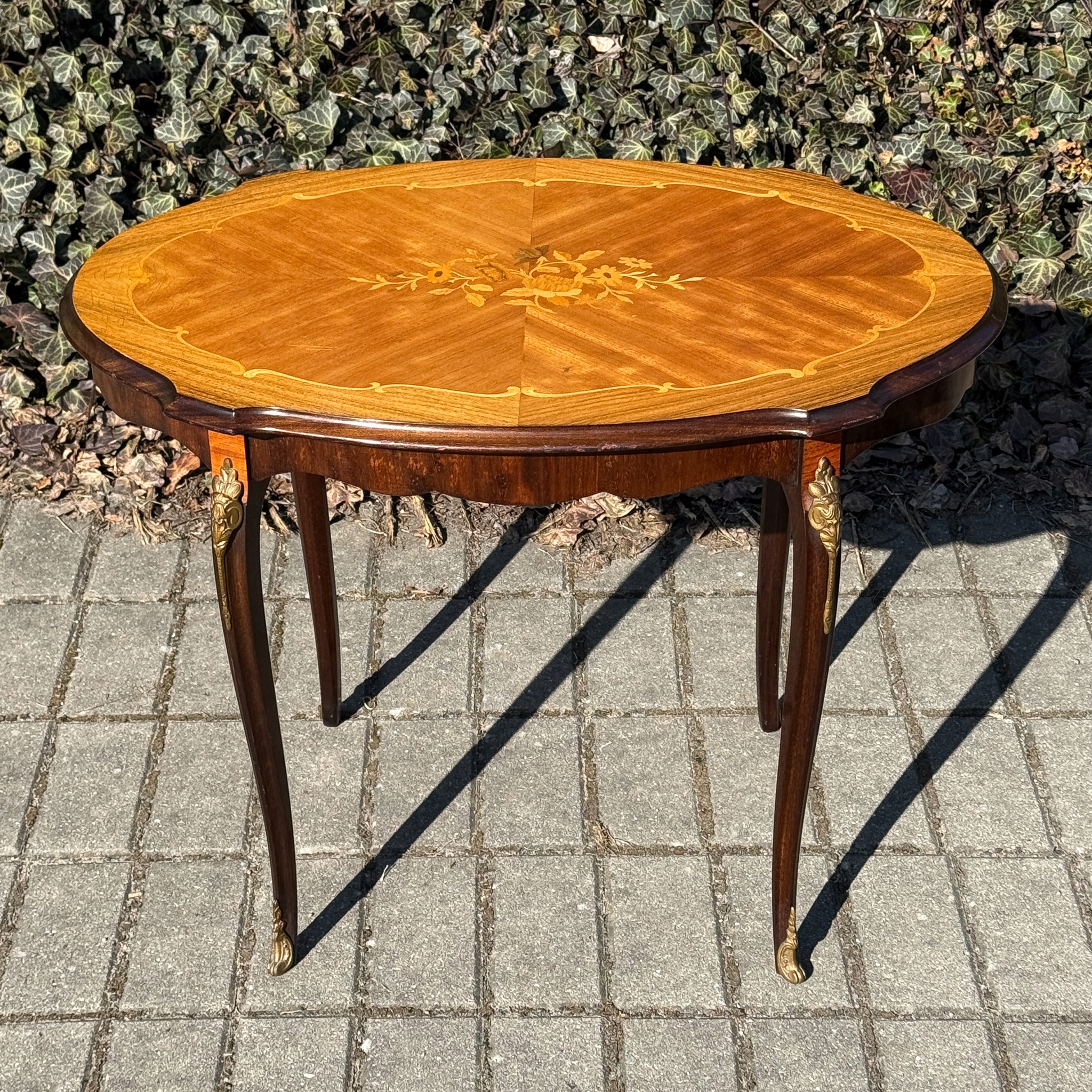 -ARTexpert- Pałacowy stół stolik kawowy Ludwik intarsja