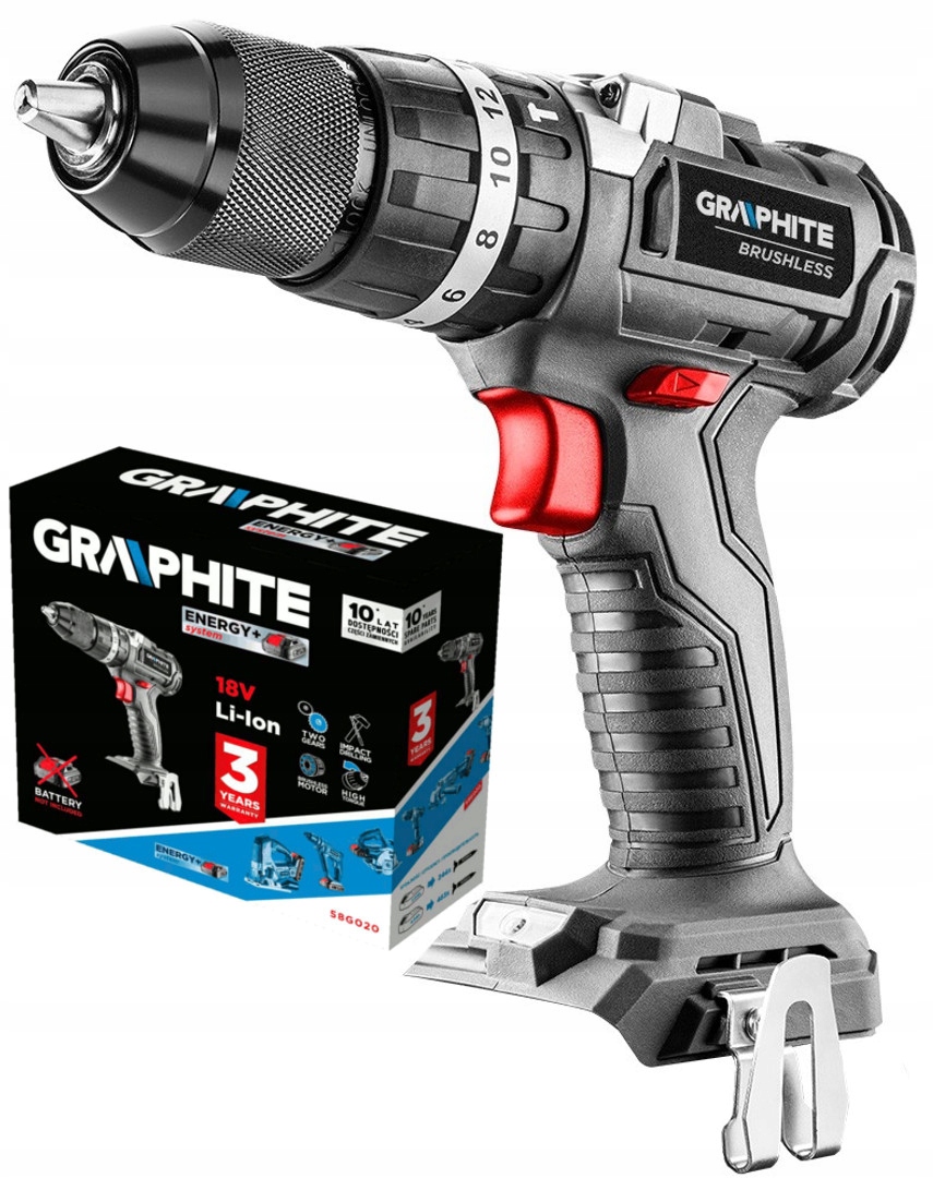 Graphite Wkrętarka Wiertarka Bezszczotkowa Udarowa 56Nm 18V bez aku 58G020