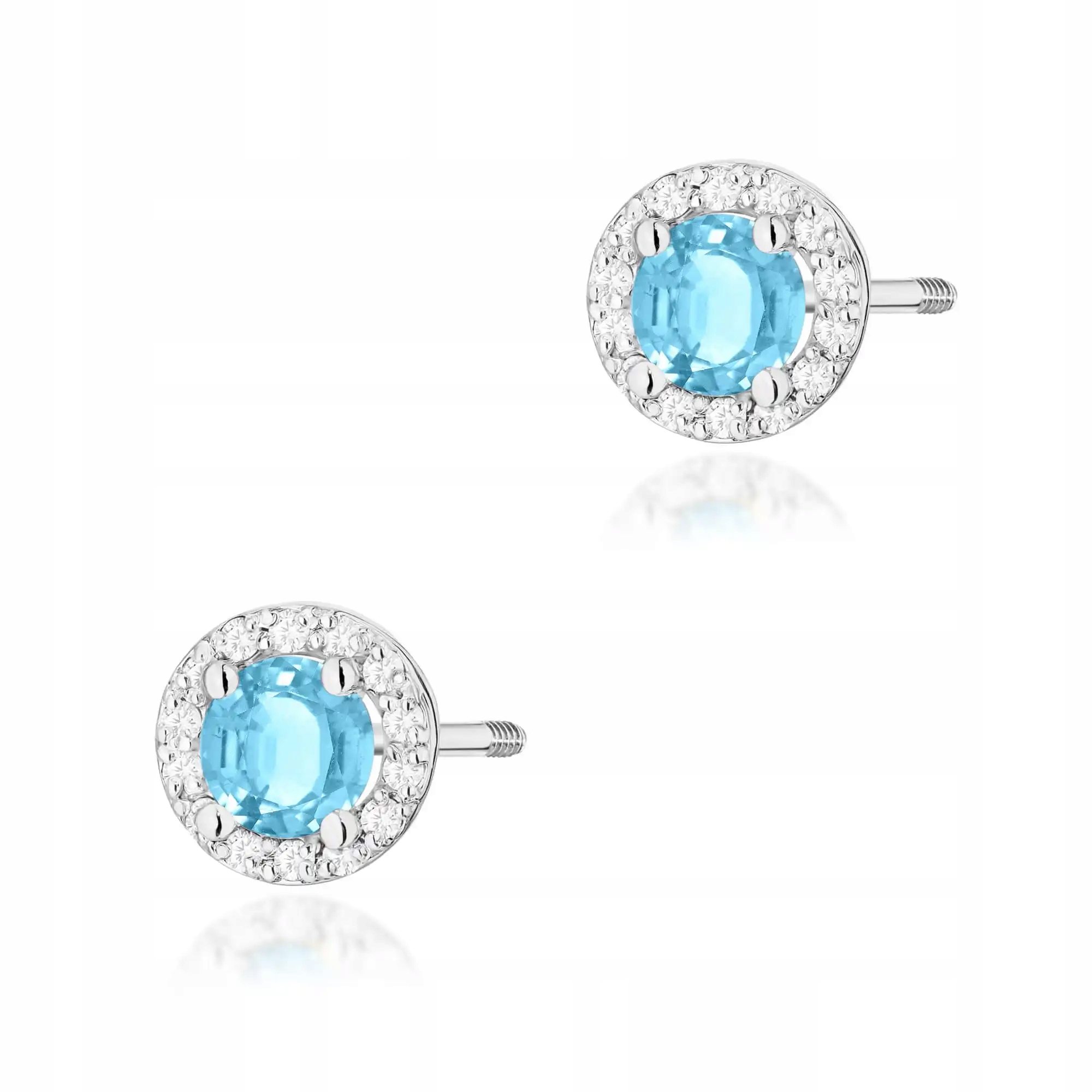 Náušnice ze zlata 585 s topazem Swiss a diamanty, bílé zlato od zlatníka, 14kt