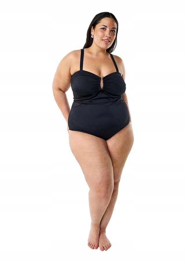 Plus Size Zizzi Černé Jednodílné Plavky S Výstřihem 796A 52