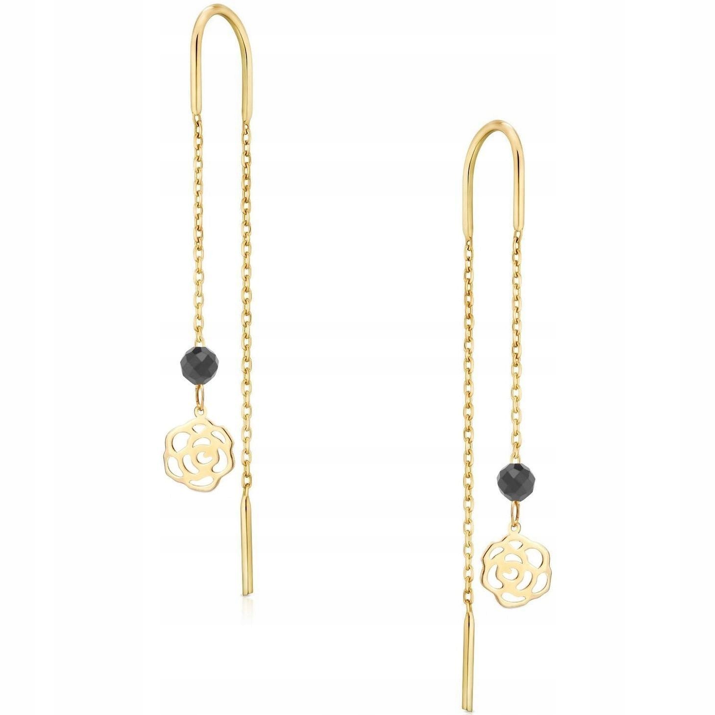 

Złote kolczyki przeciągane 333 celebrytka róże