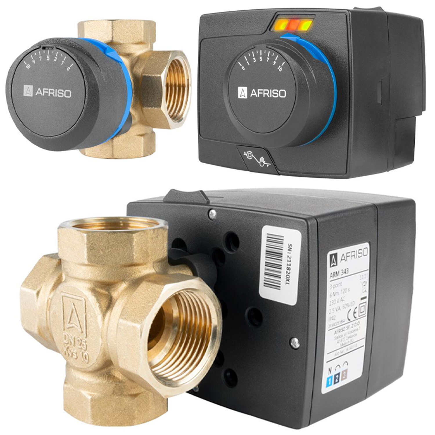 Sada Pohonu 3 Bodové Afriso Arm 343 4-CESTNÝ Ventil 1CAL Arv 484