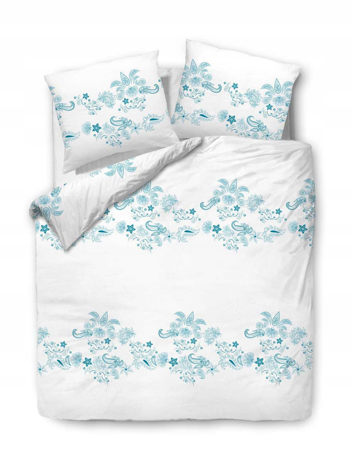 Povlečení 220x200 bílá tyrkysová ornamenty Cottonlove 3
