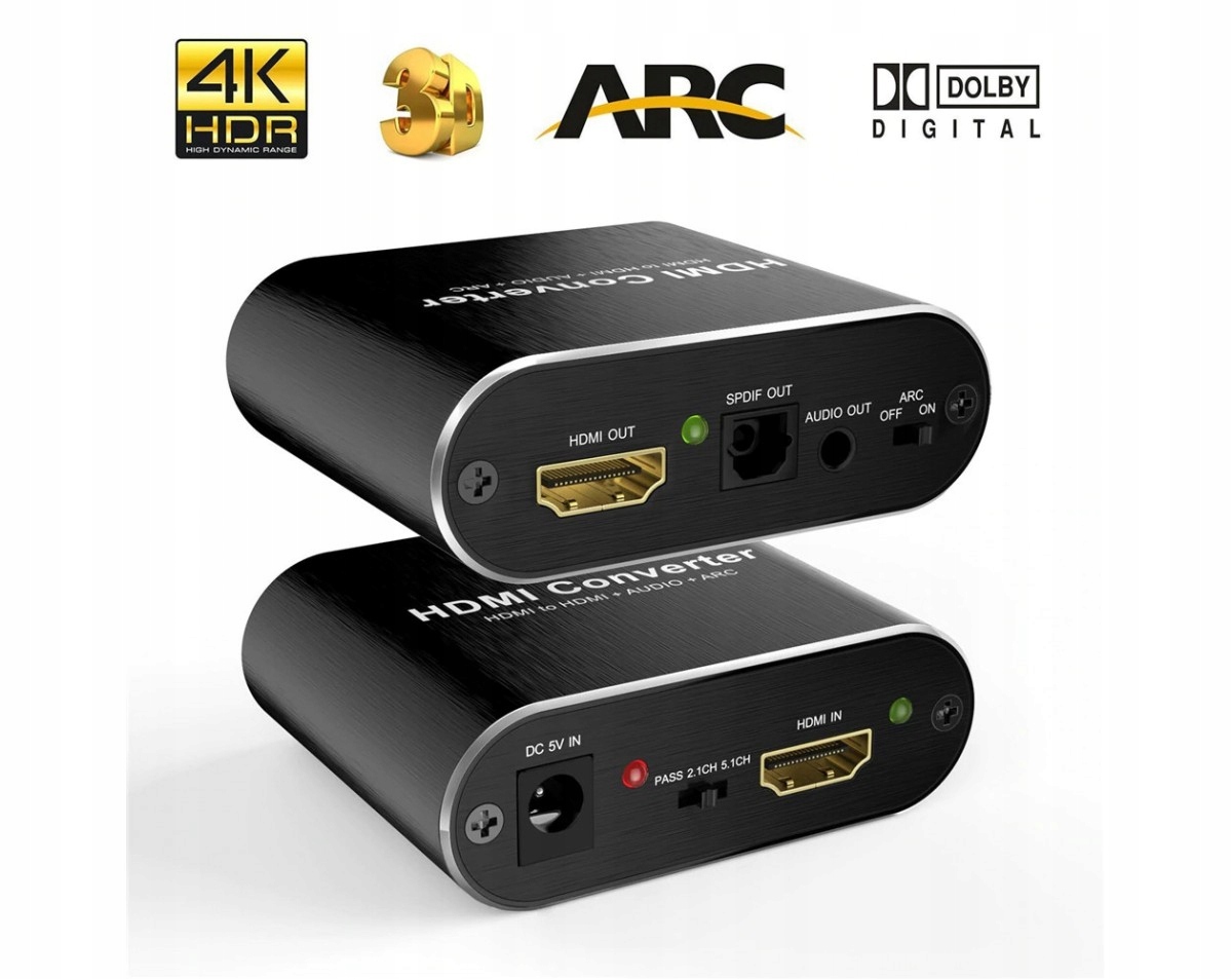 Ekstraktor HDMI ARC DTS konwerter HDMI 5.1 Toslink Rodzaj konwerter inne