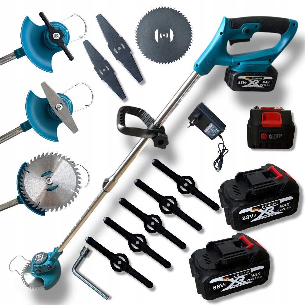 Podkaszarka Akumulatorowa Kosa Wykaszarka Ogrodowa Zestaw Do Trawy 2 Aku