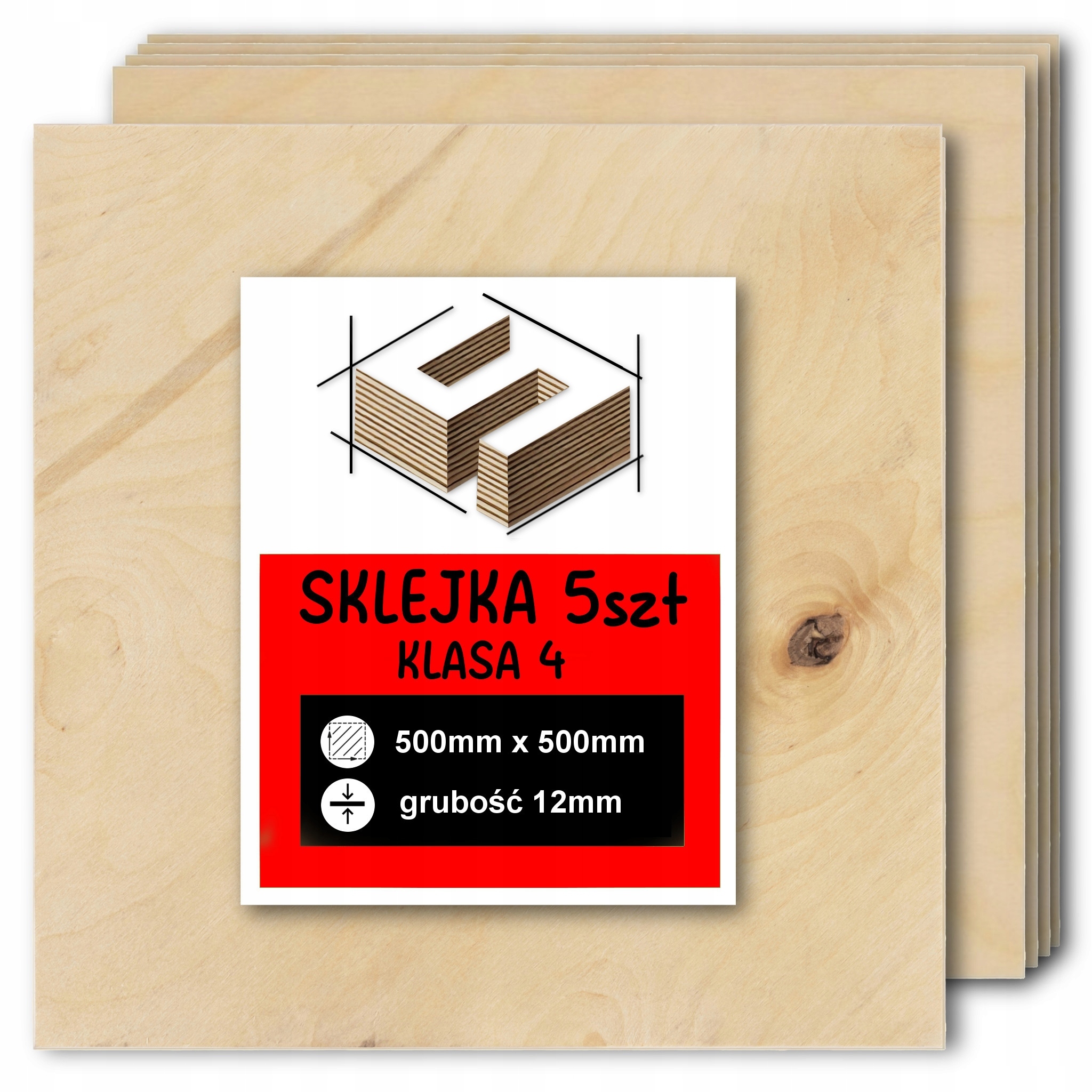 Překližka 12 mm Formatka Pro Laser Cnc Gravírování 50x50 cm 500x500 mm Třída 4 -5 Ks