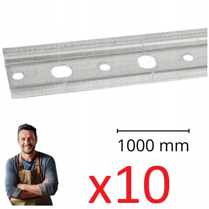 Listwa montażowa do zawieszania szafek 1000mm Biały Ocynk Stal 10 sztuk