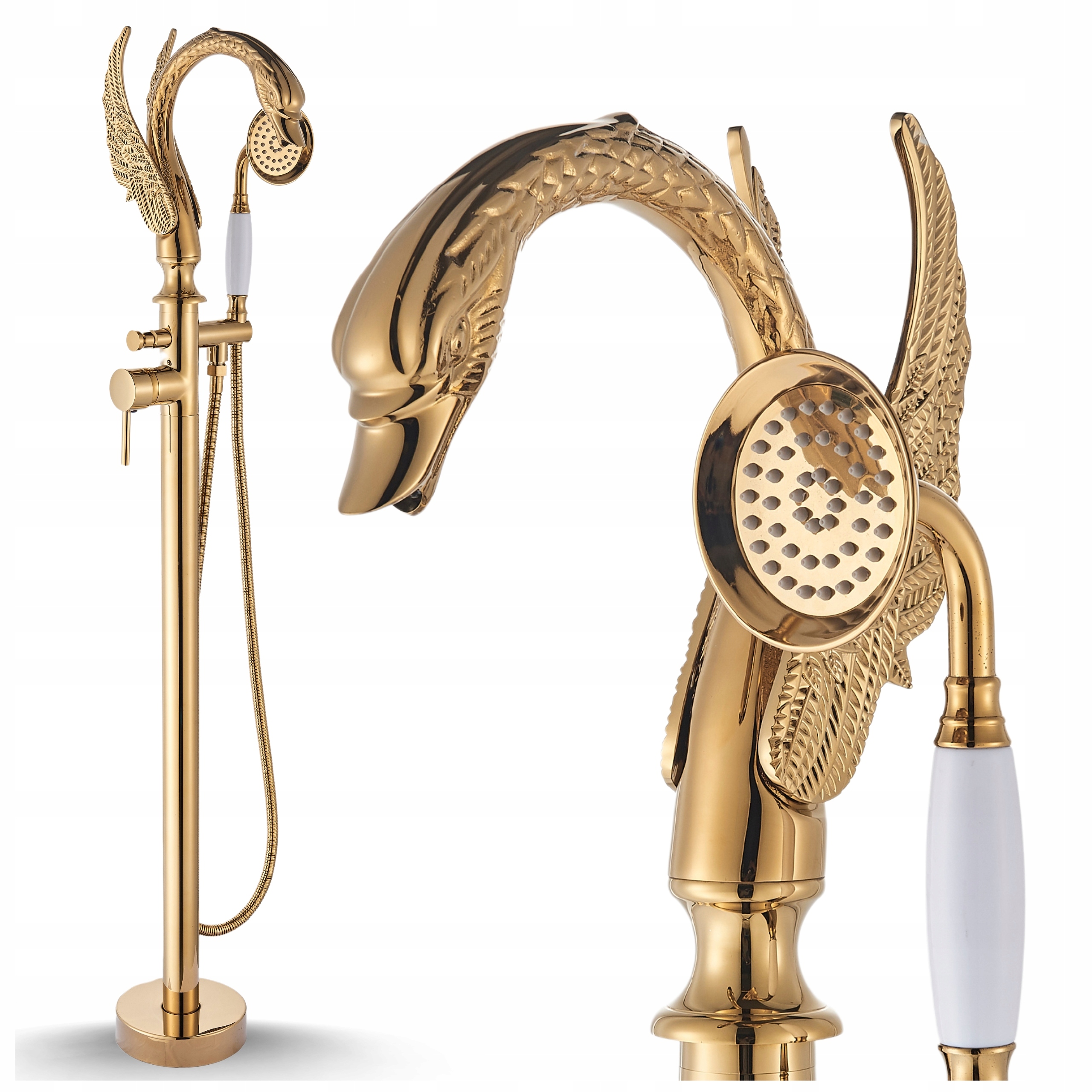 Batéria do vane Zlatá labuť Glamour Gold Voľne stojaca podlahová otočná