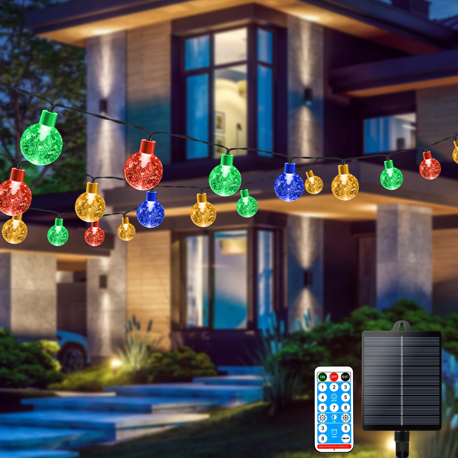 AUAUY Solarna Girlanda Zewnętrzna 7M 50 LED 8 Trybów IP65 Balkon Ogród — miniatura 8