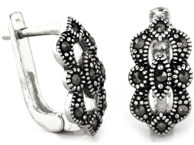 Stříbrné náušnice 925 elegantní s hematitem pro módní ženu