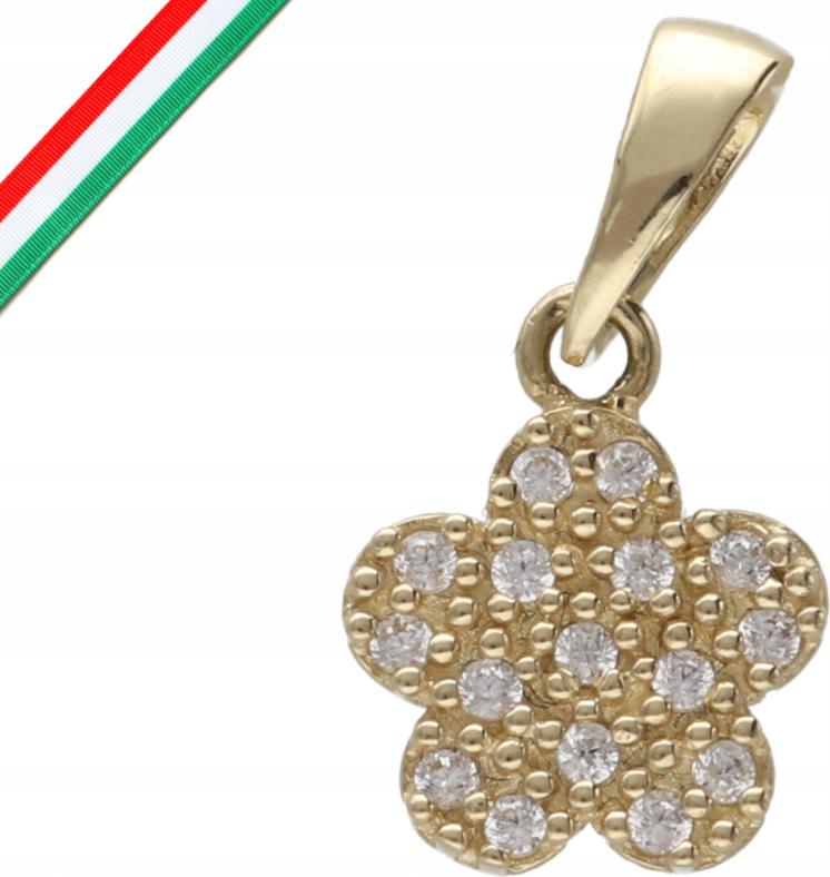 Zlatý přívěsek 585, květina se zirkony, moderní vzor 14k, ideální