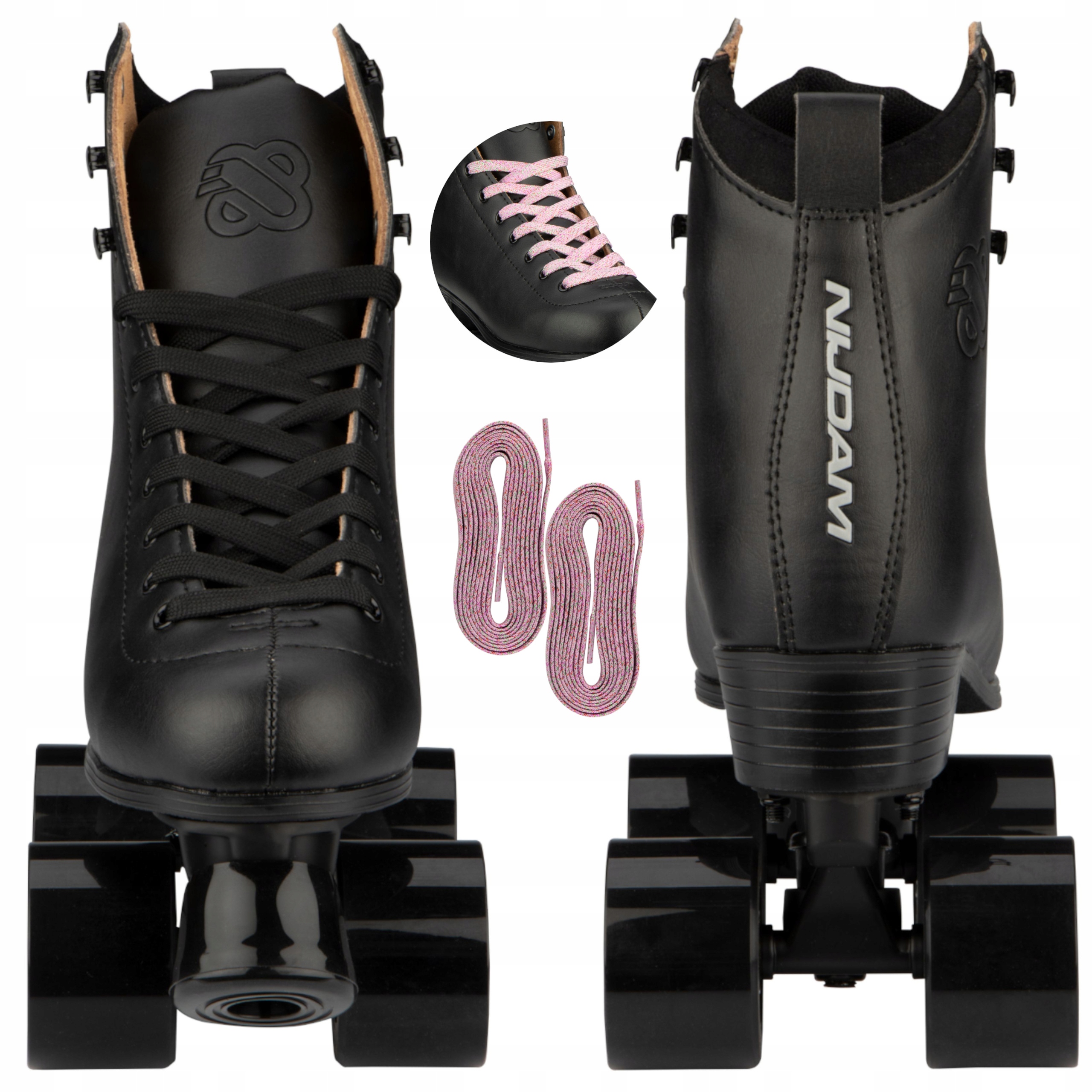 Wrotki damskie skórzane figurowe czarne klasyczne Nijdam 41