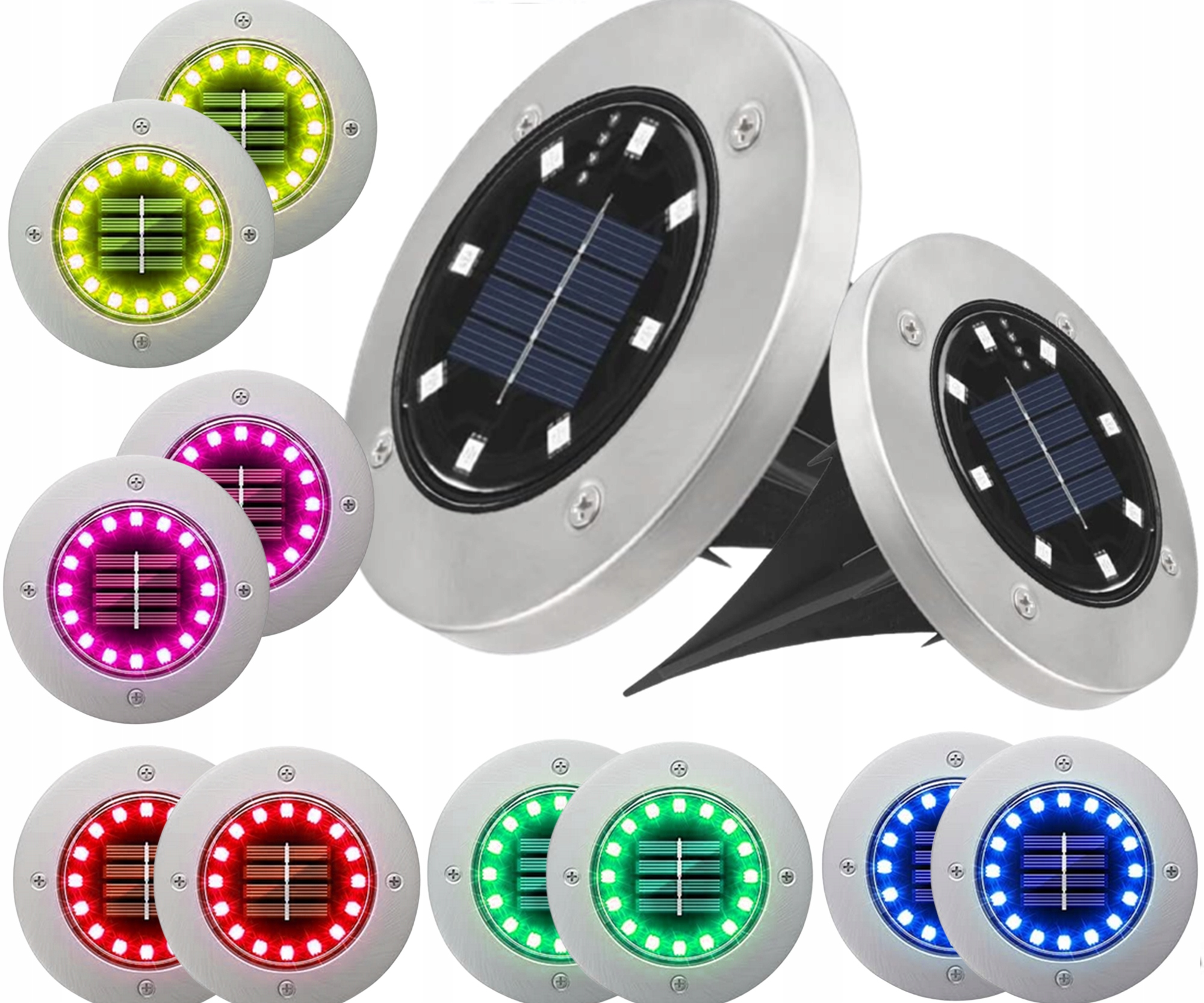 Solární Zapichovací Lampy Zahradní Nájezdové Lampy Rgb X 12 Ks