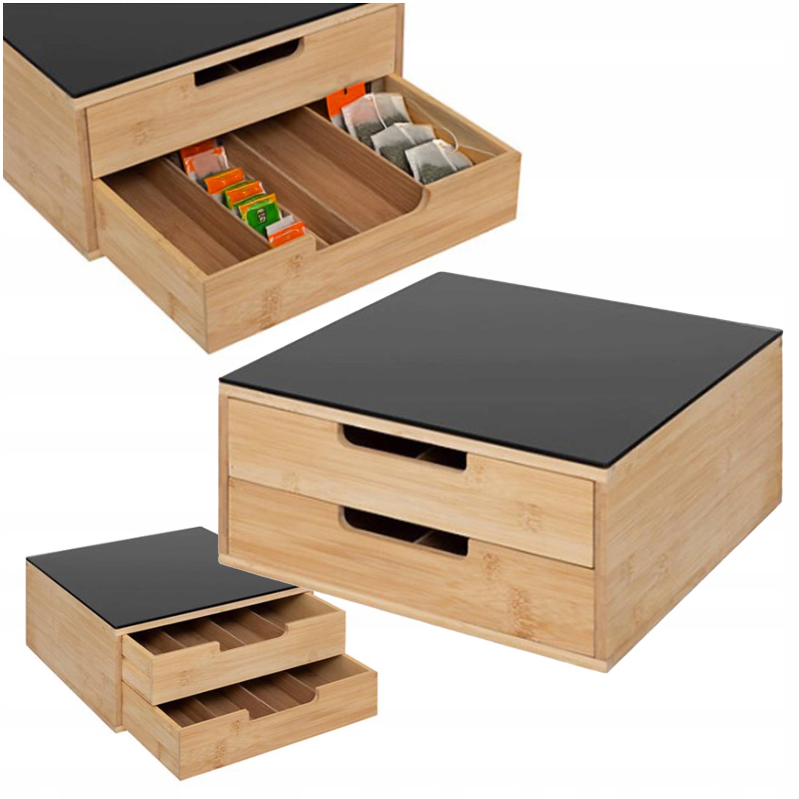 Organizér Krabička na čaj s zásuvkami Zásuvka na kávové kapsule