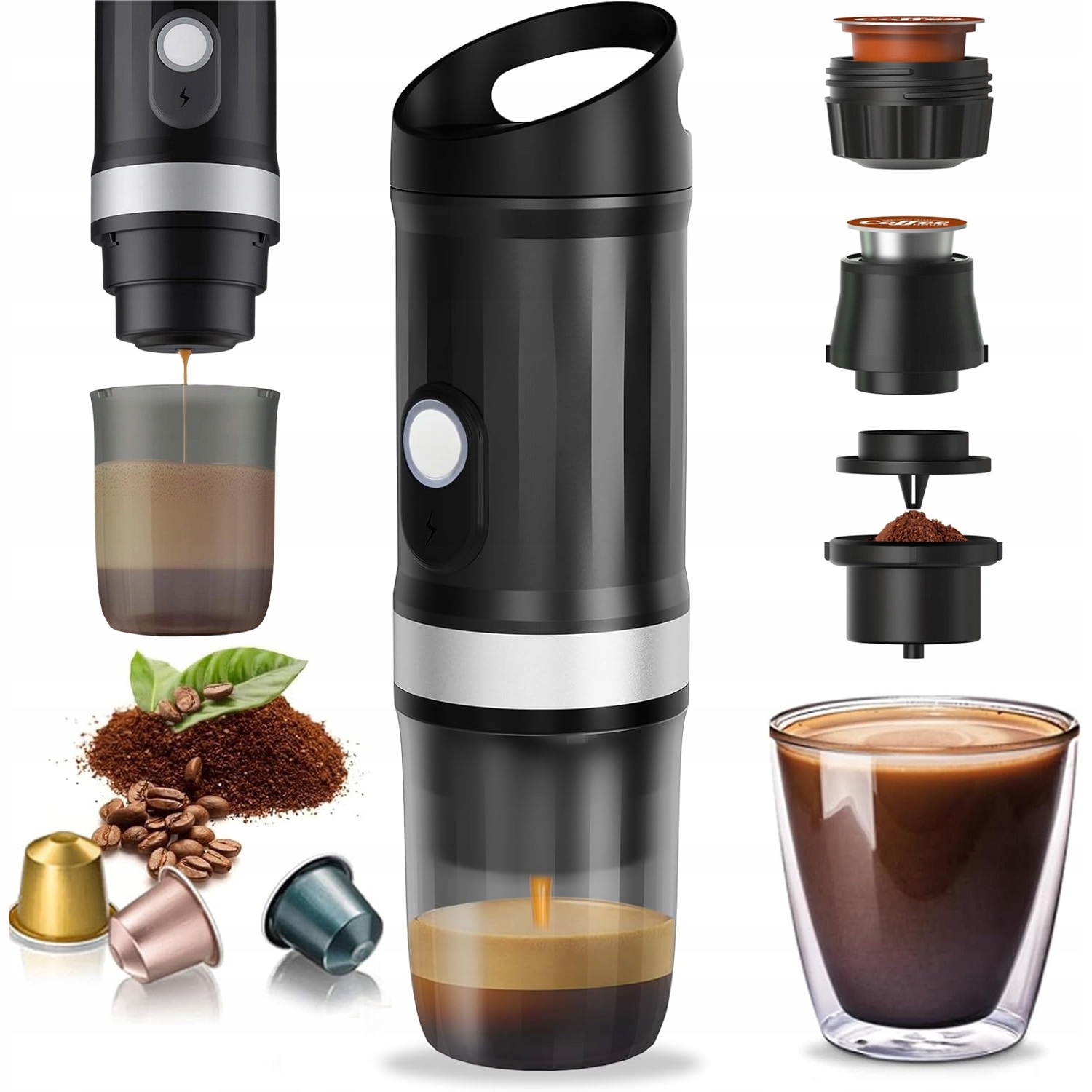 Přenosný Kávovar Na Mleté Kávové Kapsle Do Auta Bezdrátový 100ML