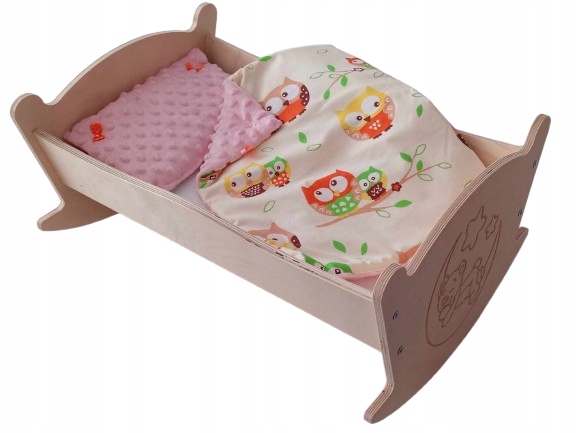 KOŁYSKA DLA LALEK DUŻA GRAWEROWANA Z POŚCIELĄ KOLEBKA