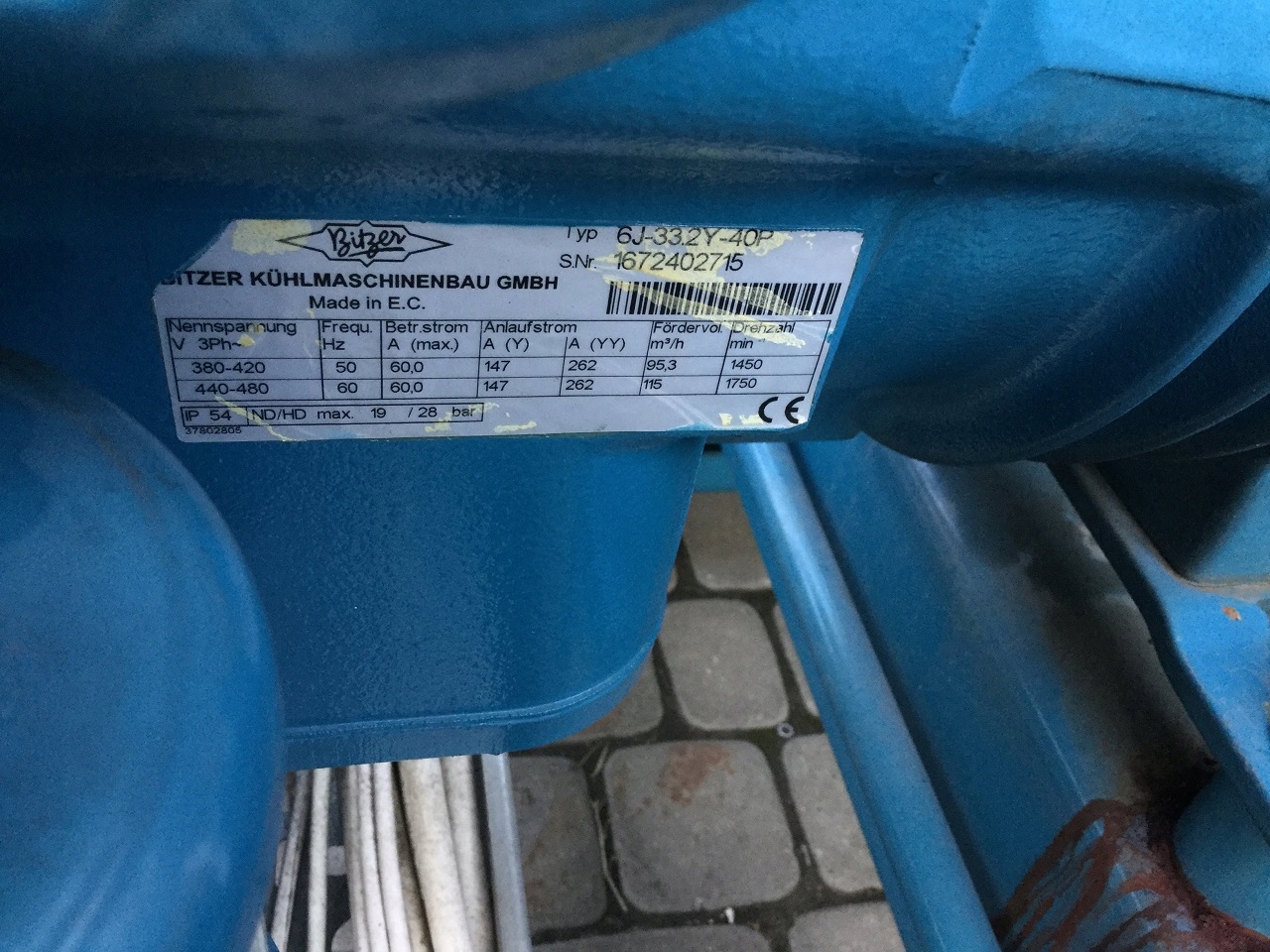 SPRĘŻARKA Chłodn AGREGAT BITZER 6J-33.2Y, 95,3m3/h