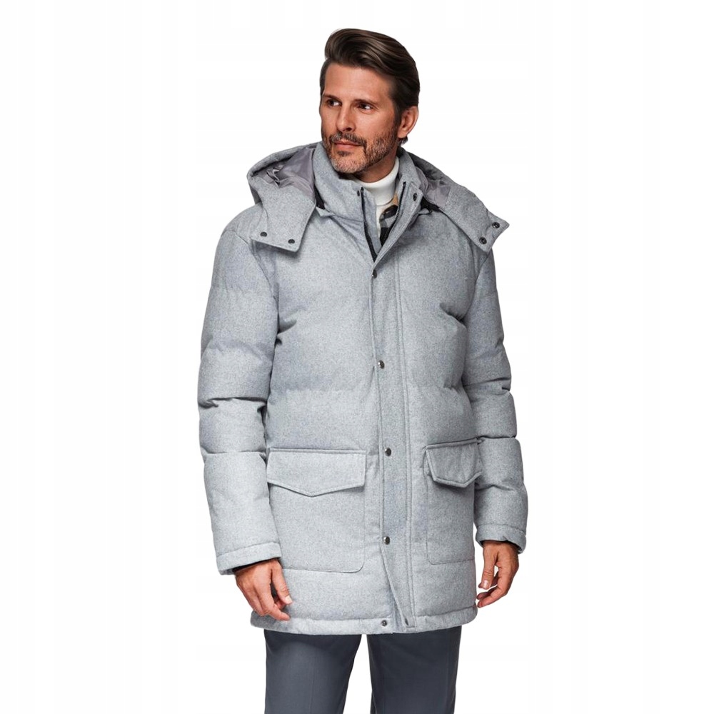Teplá dlouhá pánská parka s vlnou světle šedá V3 OM-JALJ-0217 XXL