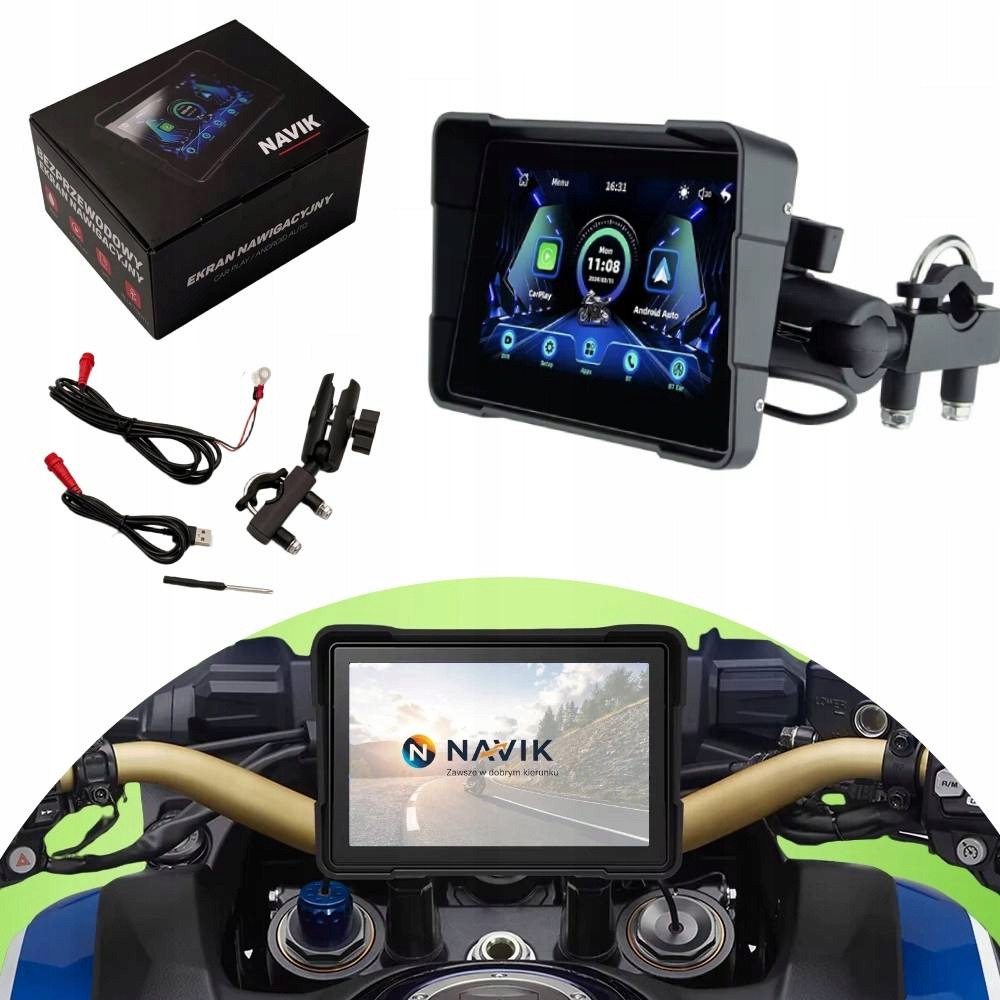 Navigačný displej Navik 5" pre motocykel Android Auto Apple CarPlay Usb