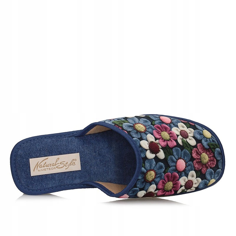 Kapcie pantofle laczki na klinie Meteor 066 niebieskie Płeć kobieta