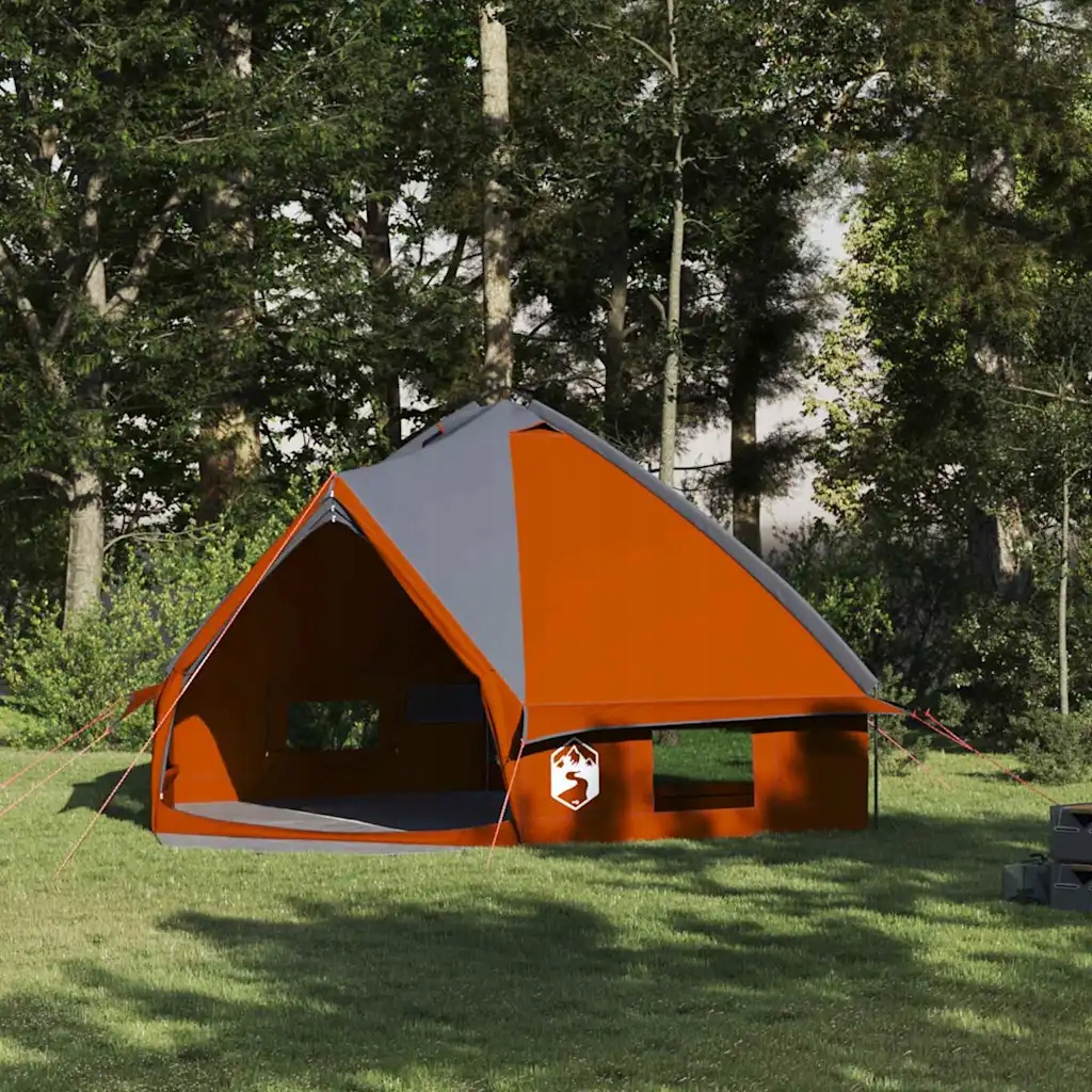 vidaXL Teepee stan pro 8 osob Šedá a oranžová 490 x 410 x 210 cm