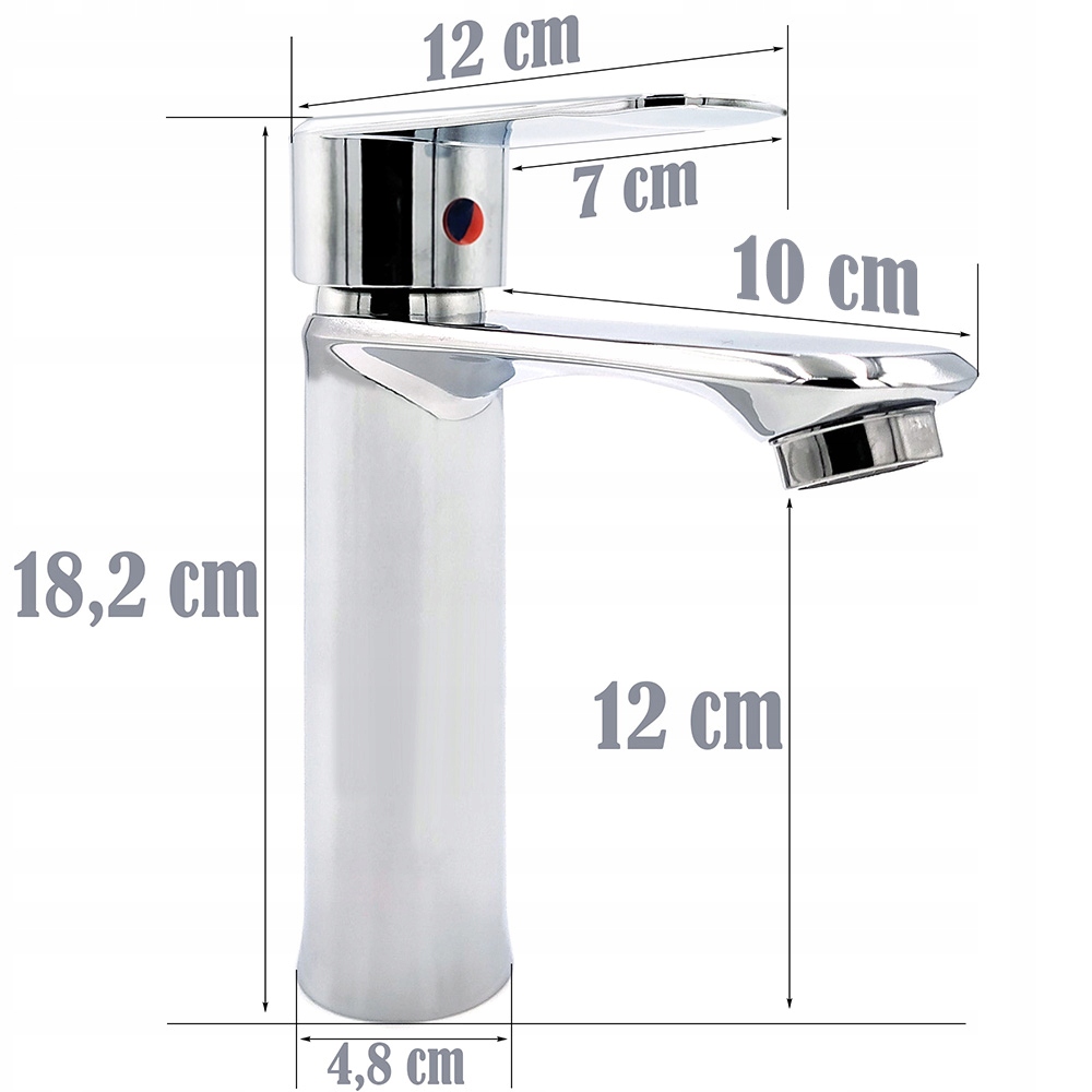 BATERIA ŁAZIENKOWA UMYWALKOWA KRAN DO UMYWALKI CHROM STOJĄCA WYSOKA STAŁA Linia FOCUS