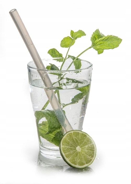 FOMMI - EKOLOGICZNE WIELORAZOWE SŁOMKI SILIKONOWE Z CZYŚCIKIEM GREY/BLUE Materiał inny