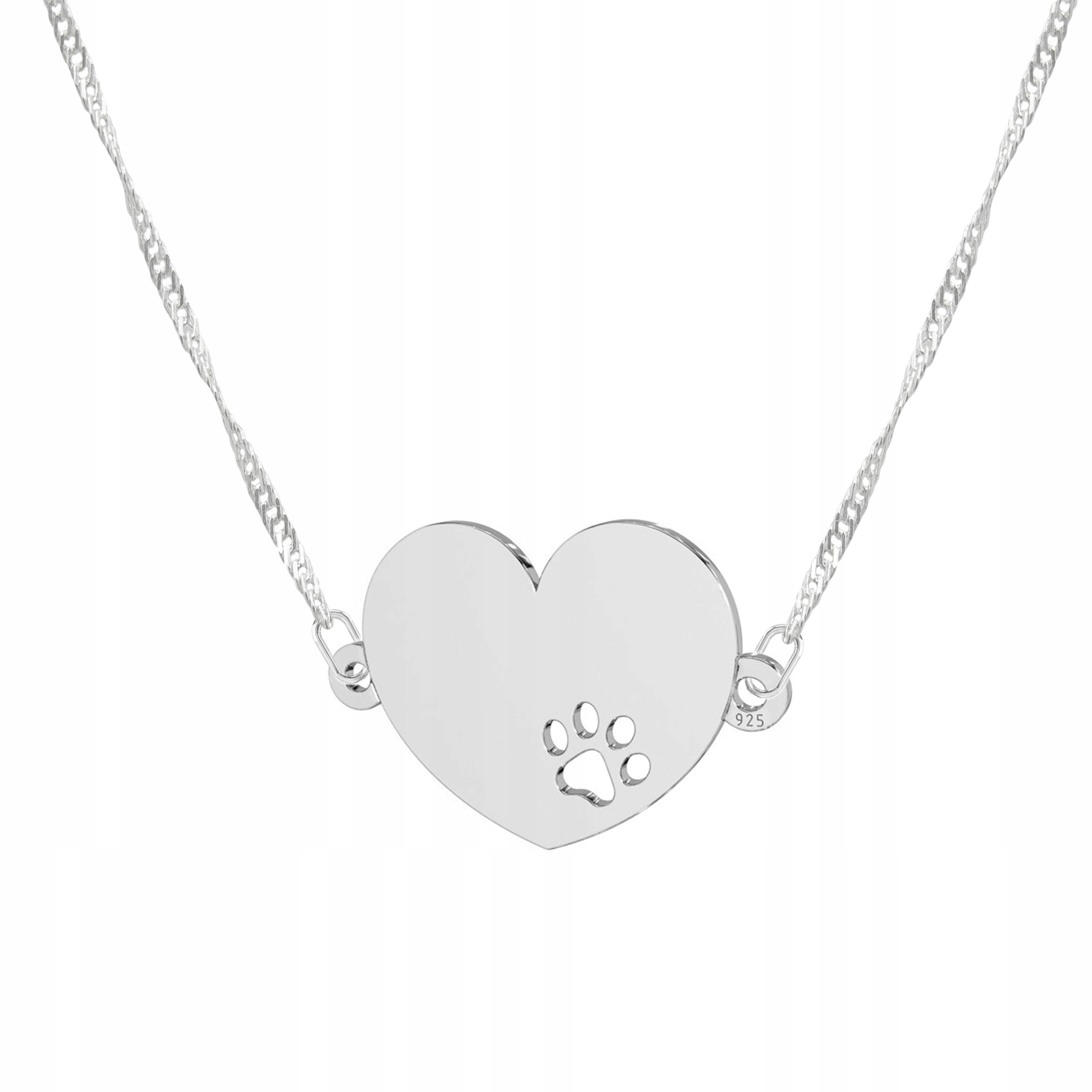 Stříbrný řetízek náhrdelník 925 Srdce Psí Lapa