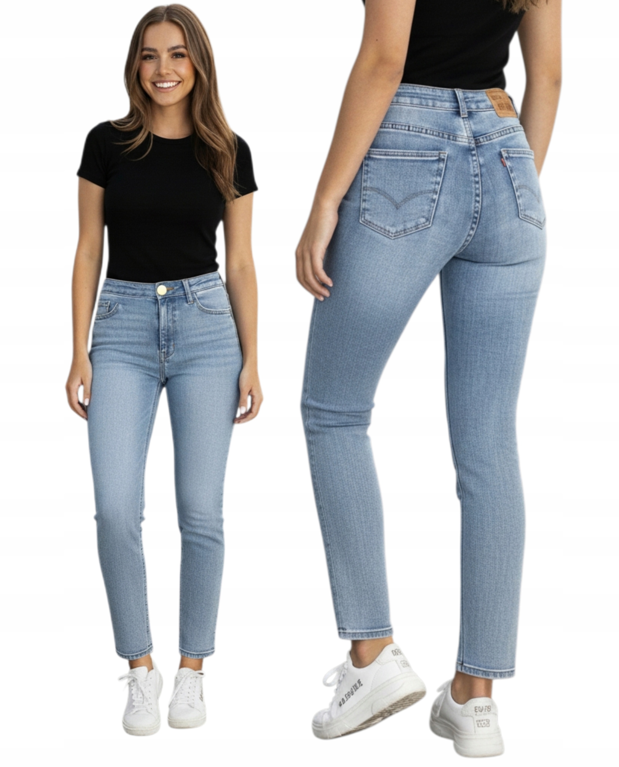 Klasické Módní Dámské Kalhoty Jednoduché Džíny Světle Modré vel. XL  30