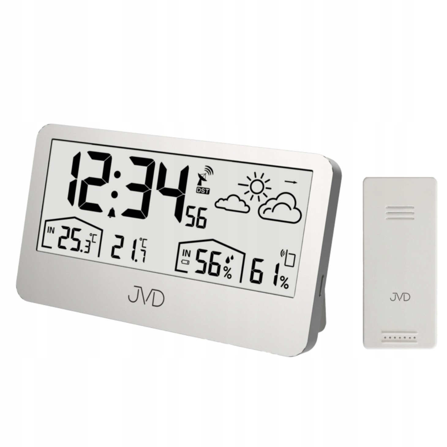 Stolní hodiny digitální budík s teploměrem, stříbrný, RB3407.2