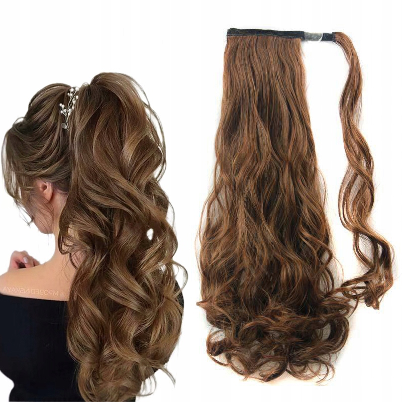 Připínací Culík Ohon Vlasy Kudrnaté Vlny Lokny Pl tmavě hnědá 2/30