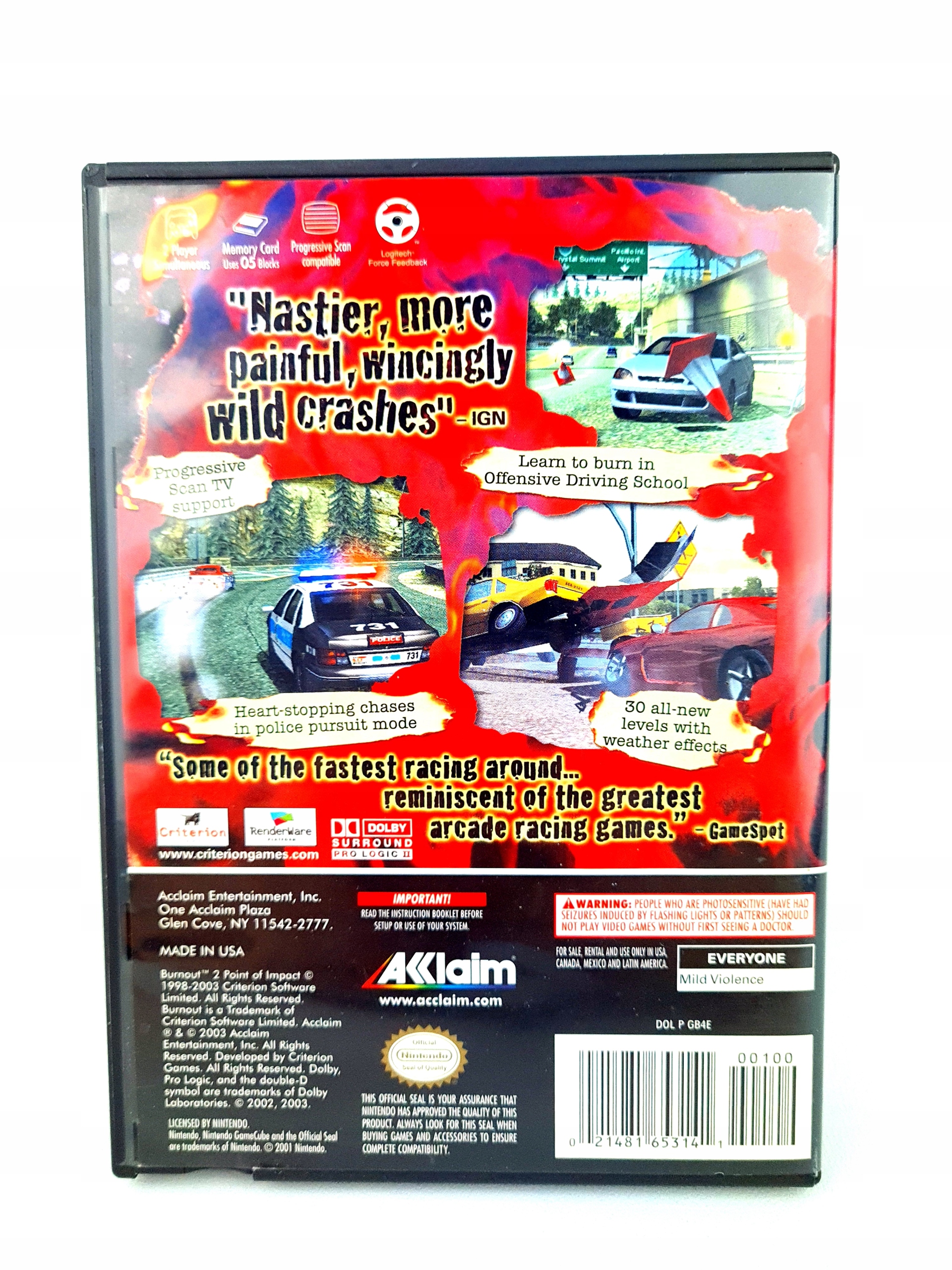BURNOUT 2 II POINT OF IMPACT NINTENDO GAMECUBE NGC PREMIEROWE WYDANIE USA Producent Criterion Games