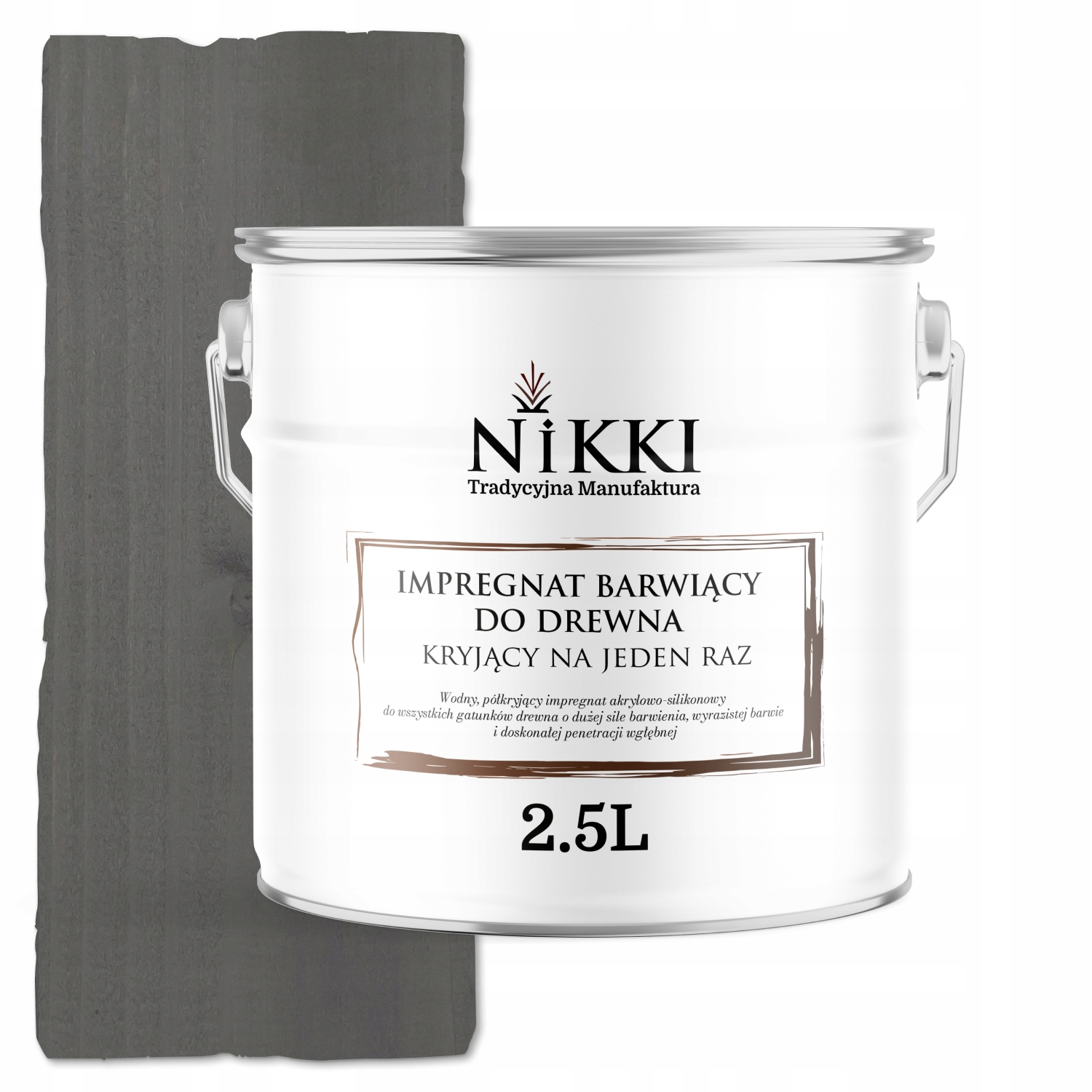 Impregnat Do Drewna Extra Lazura Barwiący Kryjący Na Raz Antracyt 2,5L