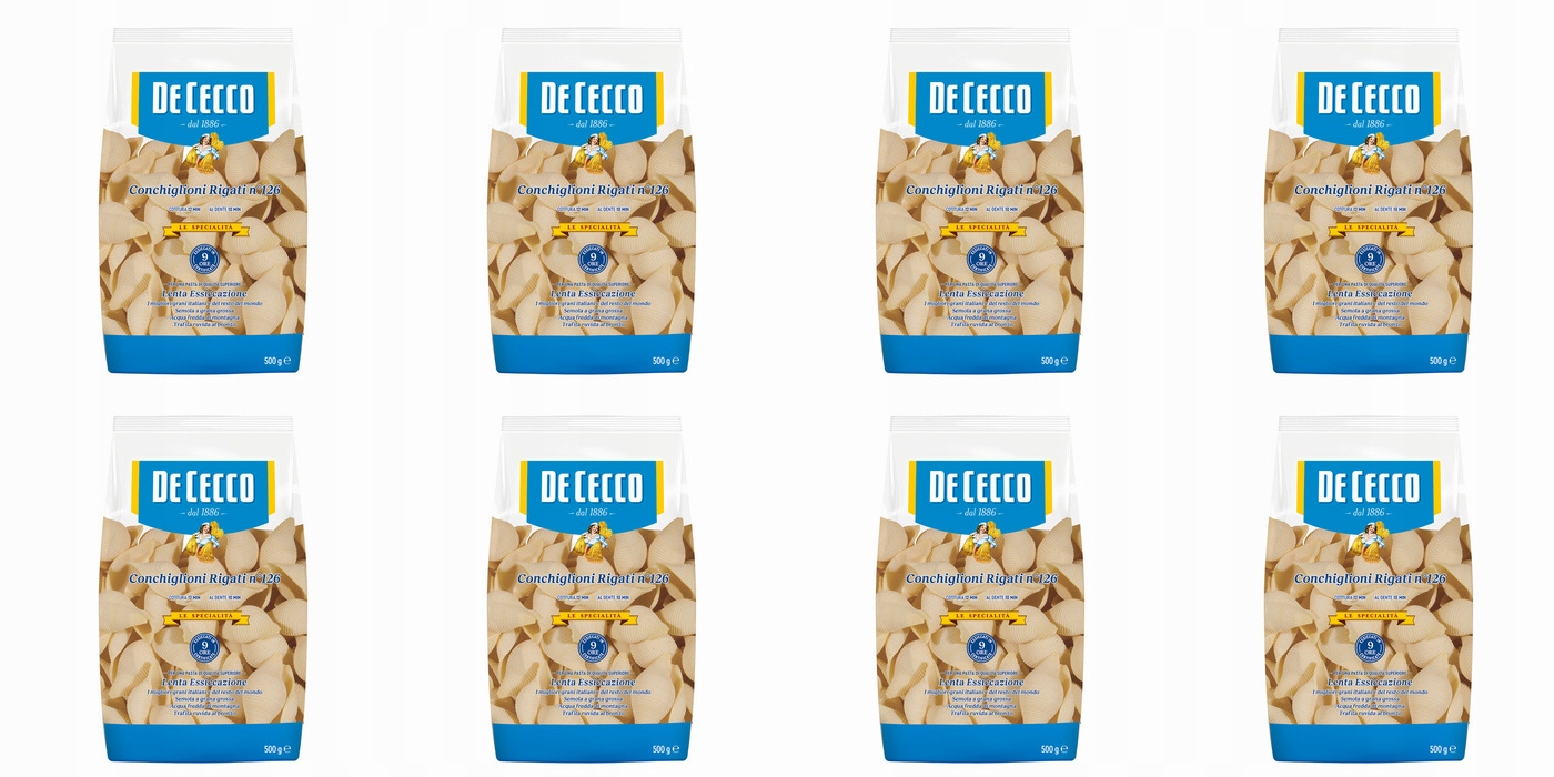 8x 500g De Cecco Makaron duże muszle Karton