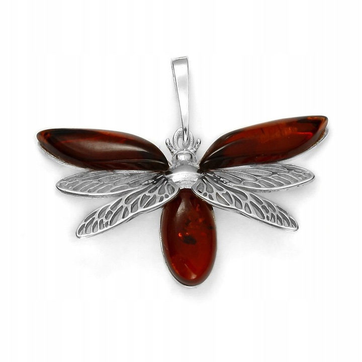 Stříbrný Brouk S Přívěskem A Třešňovým Jantarem