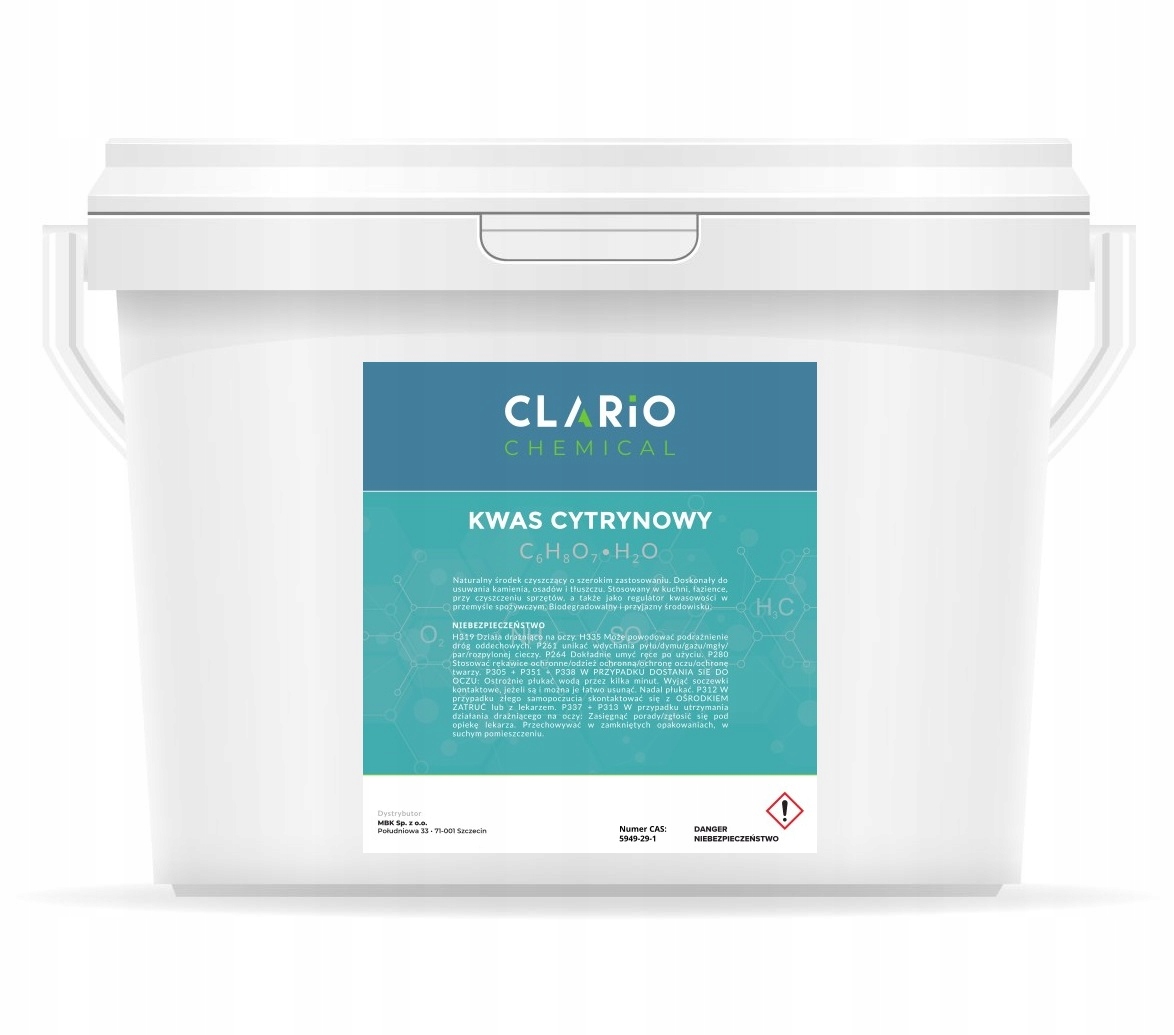 Levně Kyselina citrónová E330 čistá Clario Chemical čištění 5kg 5000g