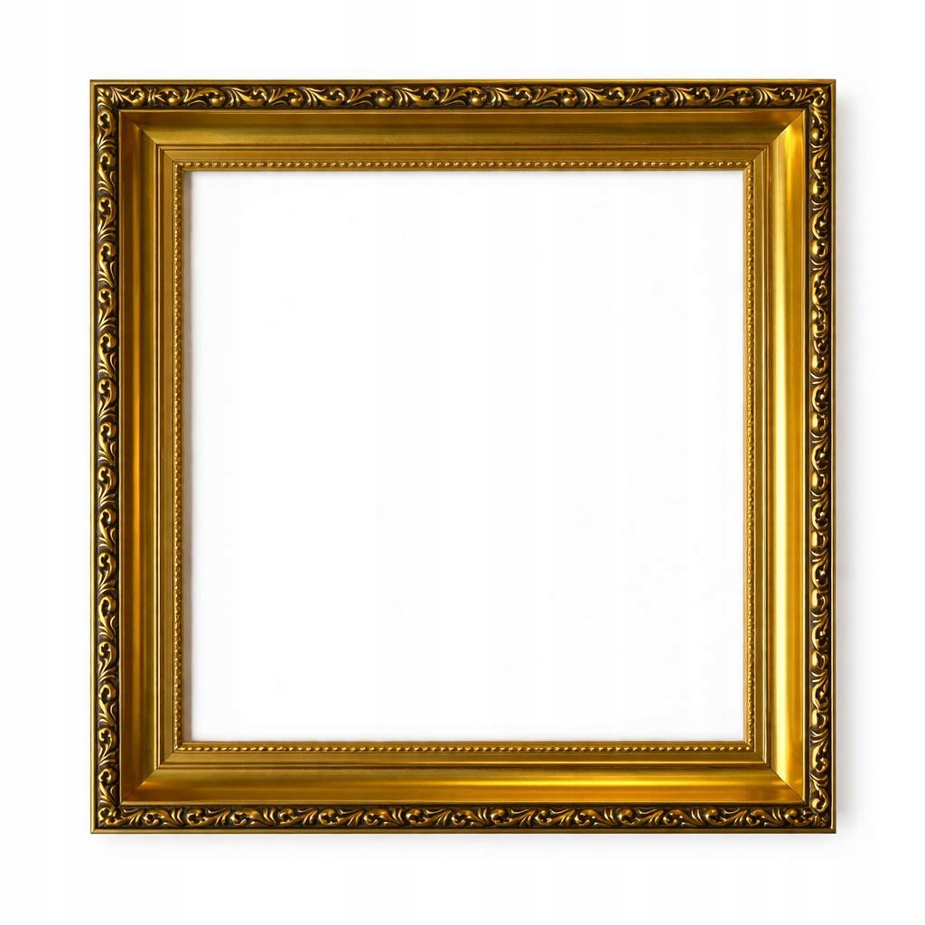 Rama drewniana 30x30 złota z ornamentem, 4 cm, do obrazu, lustra