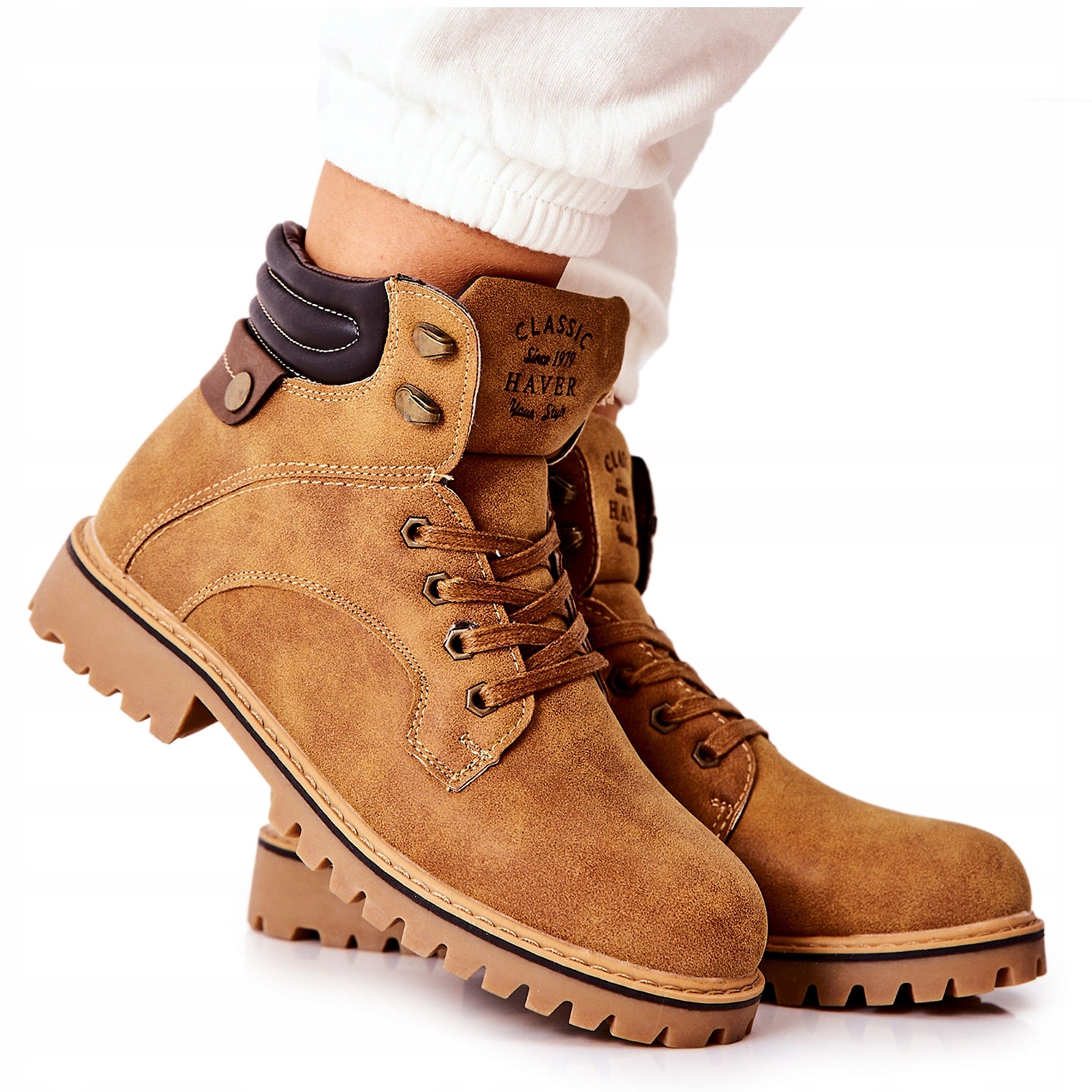 

Brązowe Skóra ekologiczna Buty Botki PH1 r.41