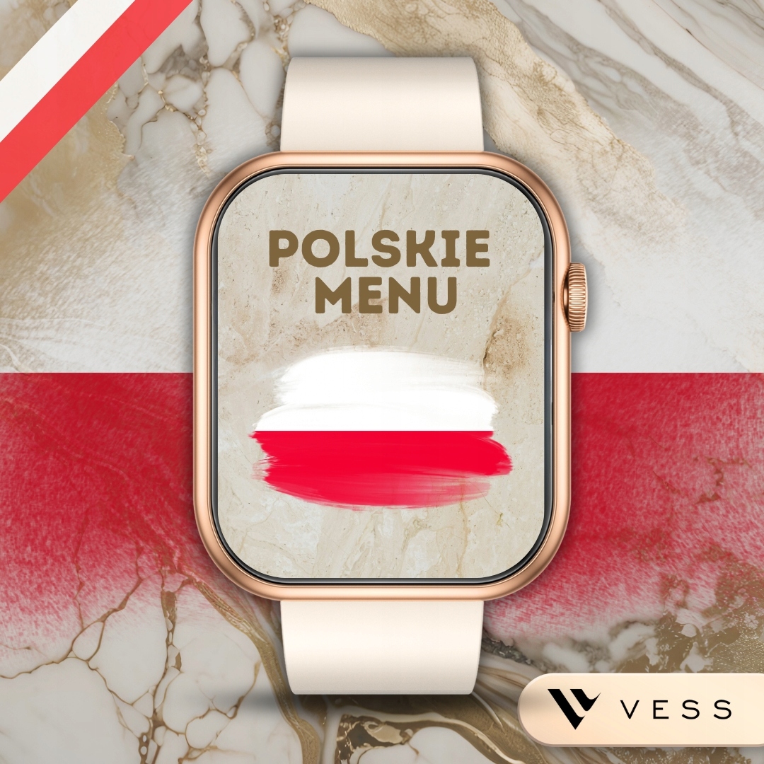 SMARTWATCH ZEGAREK DAMSKI ZŁOTY WODOODPORNY SMS ROZMOWY PL MENU + 4 PASKI Kod producenta SMARTWATCH VESS K7PRO
