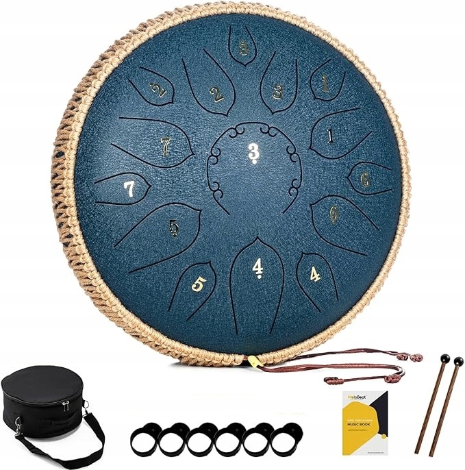 Jazykový buben 30 cm 15 tónů D dur steel tongue drum sada taška paličky