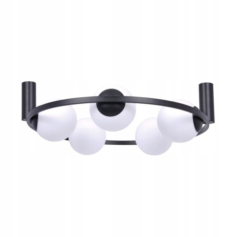 Stropné svietidlo Orbit 5 mliečne gule krúžok ring