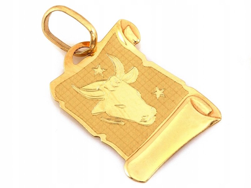 Zlatý přívěsek 585 Býk znamení Zvěrokruhu na papyru 14K Dárek Zvěrokruh 0,75g