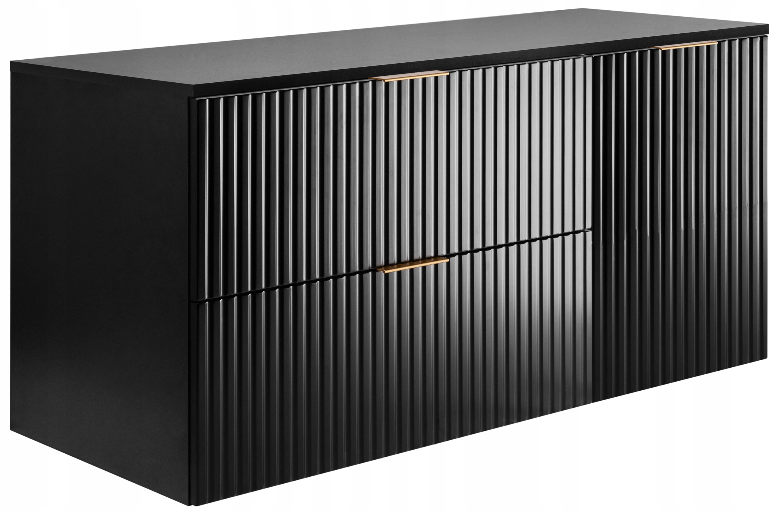 Koupelnová skříňka pod umyvadlo 120 Černá cm Rýhovaná Mdf čela