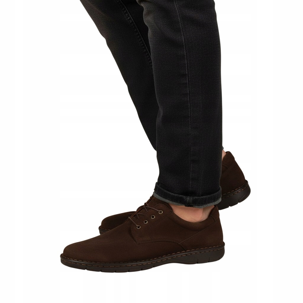 Tapi A-7662 Polobotky Pánské Hnědé Kožené Semišové Šněrovací 44