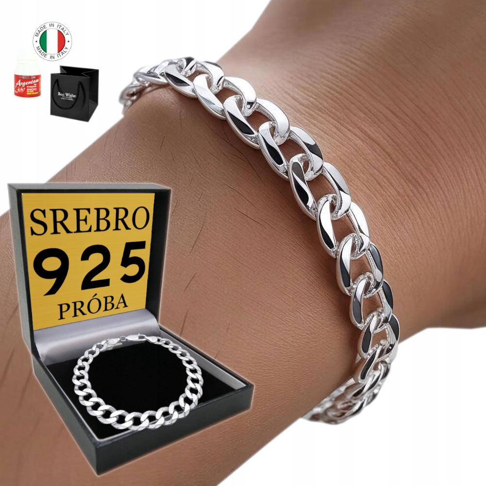 Stříbrný Pánský Náramek Stříbro 925 Pancíř 6 mm Diamantový náramek