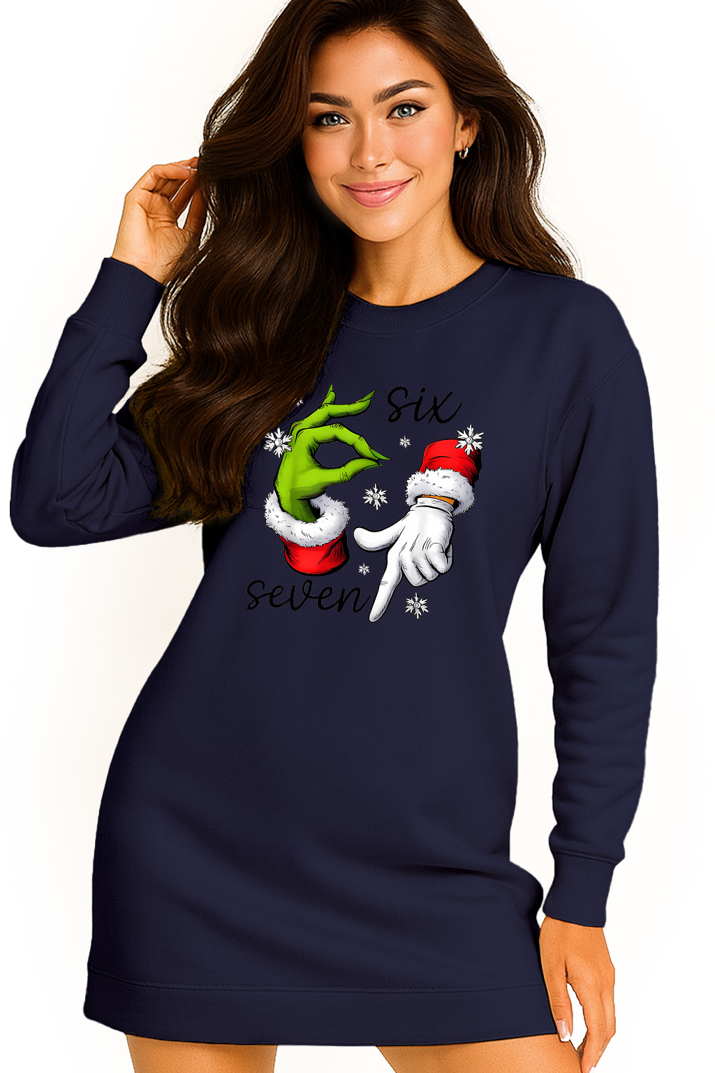 Mikina Vánoční Oversize Šaty Six Seven 67 Grinch Dárek S
