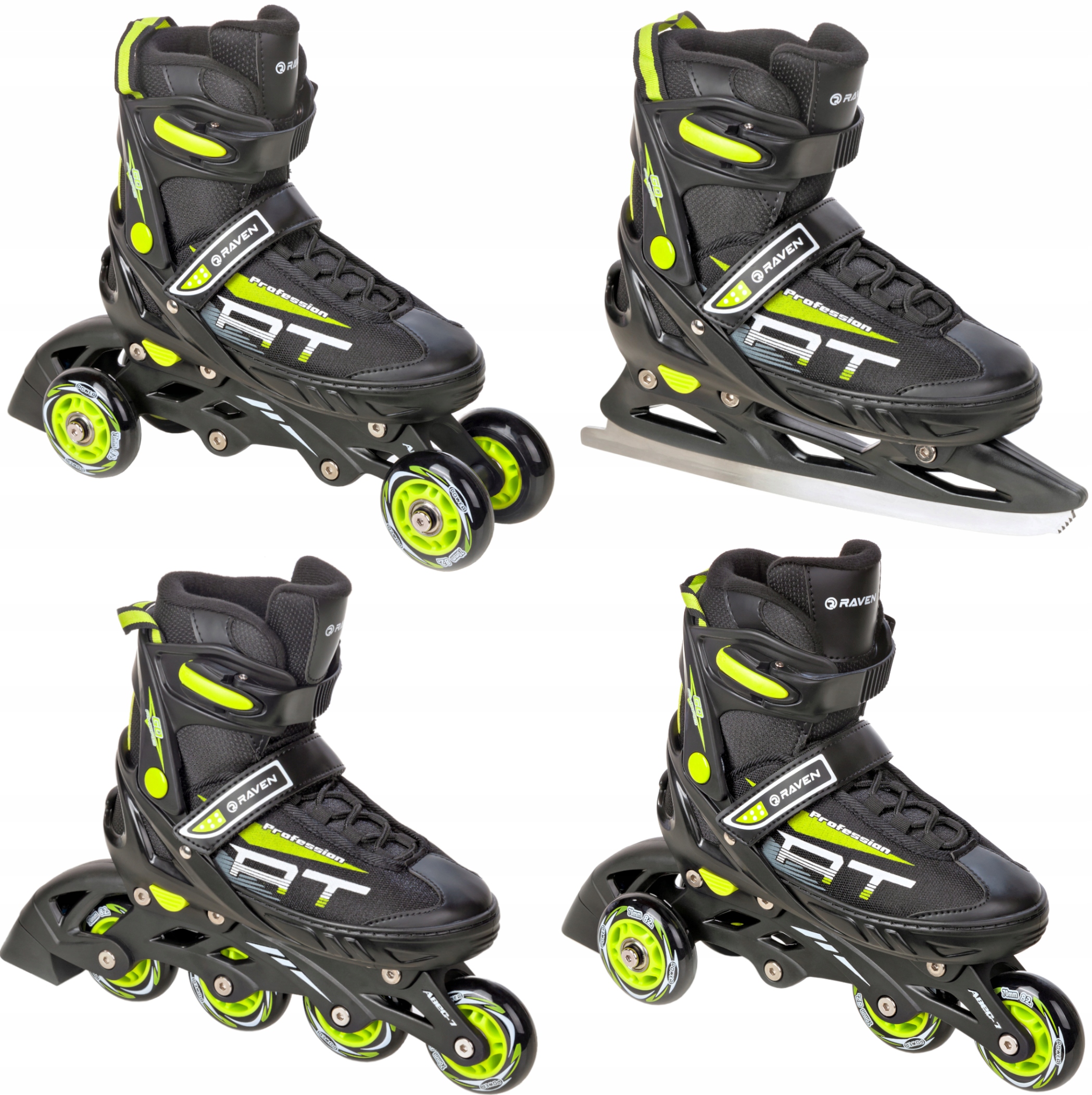

Rolki Łyżwy 4w1 Raven Profession Black/Lime 35-39