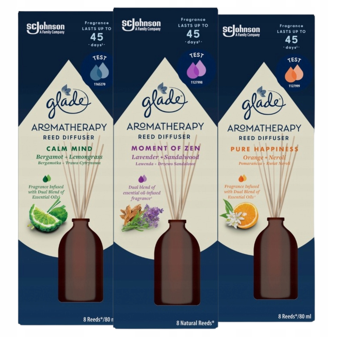 Levně Glade Aromaterapeutické vonné tyčinky Zen Calm Mind Pure Mix 80 ml x 3